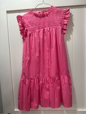 Doo.Ri Hot Pink Smocked Ruffle Casual Dress